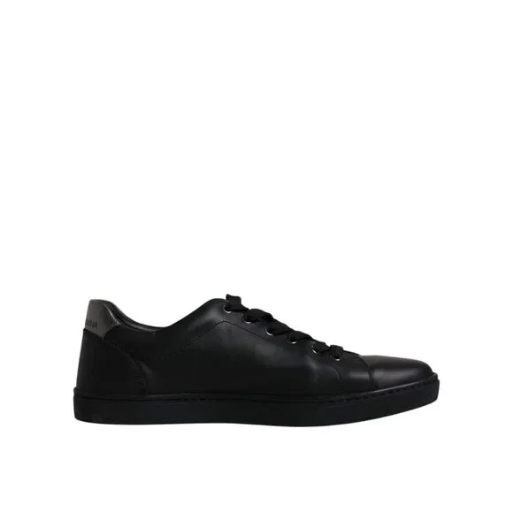 Dolce & Gabbana Black Leather London Heart Men Sneakers Shoes